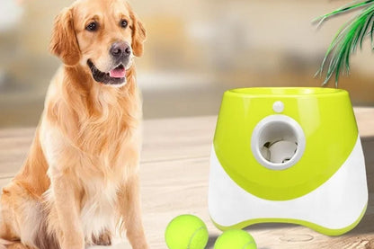 Dog Ball Launcher Thrower Automatic Tennis Fetch Throwing Machine with 3 Balls -Light Green V1263-JX-6251-3