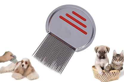 Stainless Steel Pet Flea Comb Fine Tooth Grooming Tool for Dogs Cats - Red V1263-JX-6253-1
