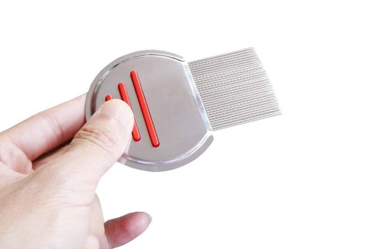 Stainless Steel Pet Flea Comb Fine Tooth Grooming Tool for Dogs Cats - Red V1263-JX-6253-1
