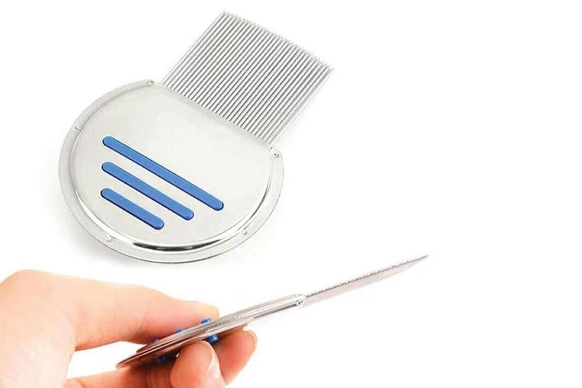 Stainless Steel Pet Flea Comb Fine Tooth Grooming Tool for Dogs Cats - Blue V1263-JX-6253-2