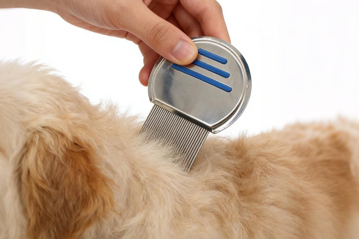 Stainless Steel Pet Flea Comb Fine Tooth Grooming Tool for Dogs Cats - Blue V1263-JX-6253-2