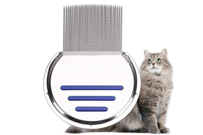 Stainless Steel Pet Flea Comb Fine Tooth Grooming Tool for Dogs Cats - Blue V1263-JX-6253-2