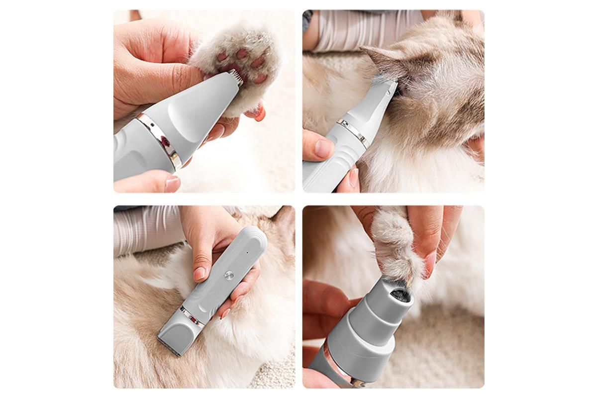 4-in-1 Dog Clipper Dog Grooming Kit with 4 Blade Heads -White V1263-JX-6256-1