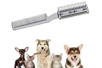 Two Sided Pet Grooming Comb with Razor for Dog Cat Fur Trimming and Thinning V1263-JX-6258