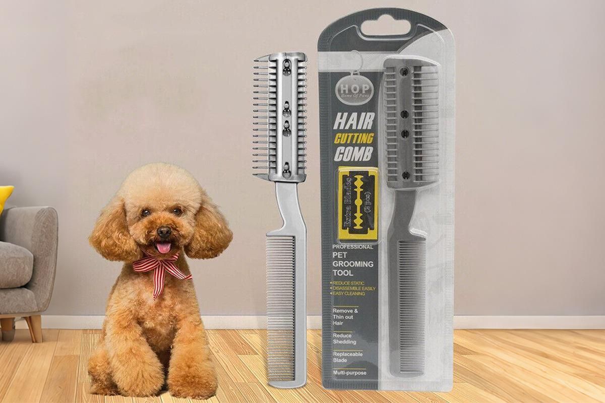 Two Sided Pet Grooming Comb with Razor for Dog Cat Fur Trimming and Thinning V1263-JX-6258