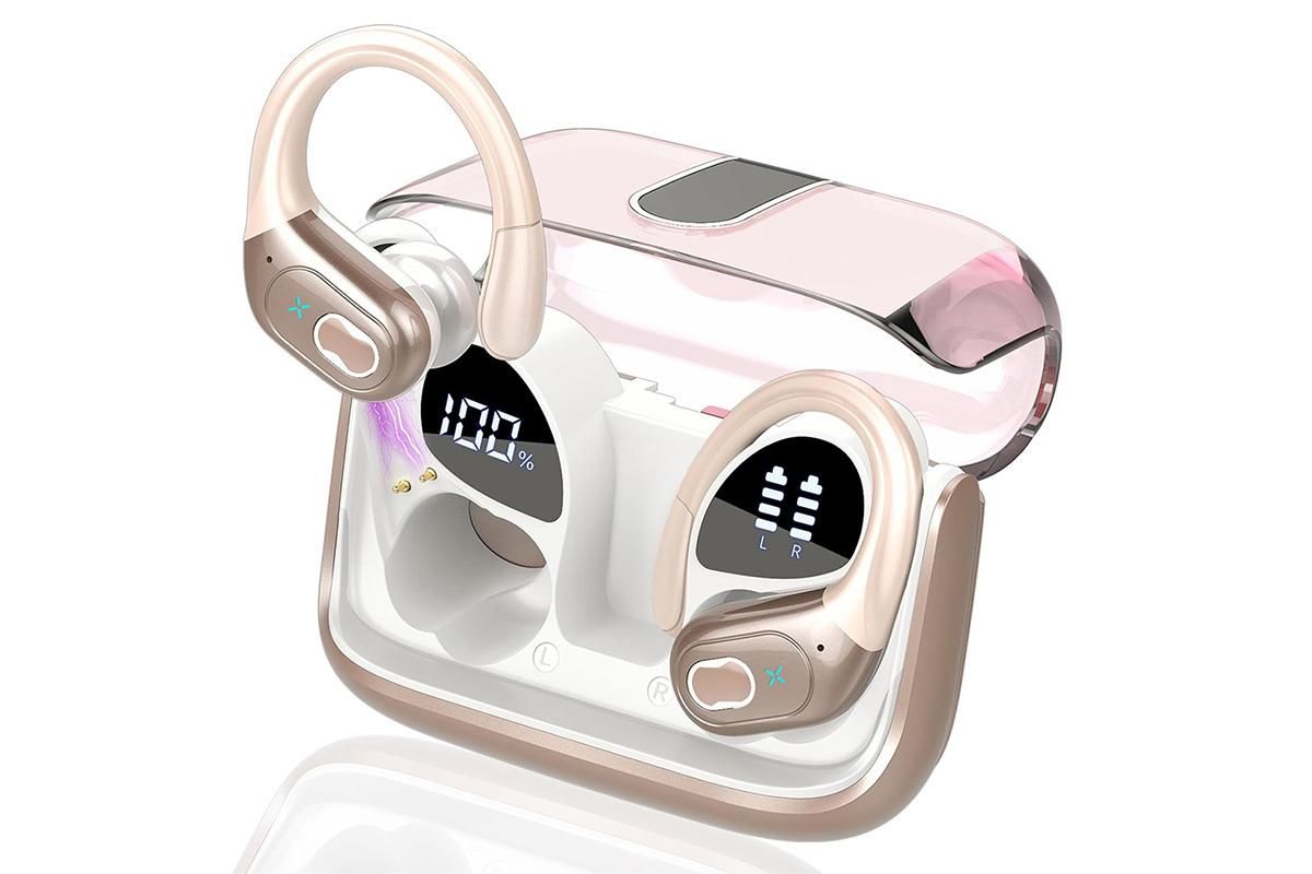 Wireless Bluetooth 5.4 Headphone Over Ear Bud IPX5 Waterproof Earphone for Sport Running - Rose Gold V1263-JX-6260-1