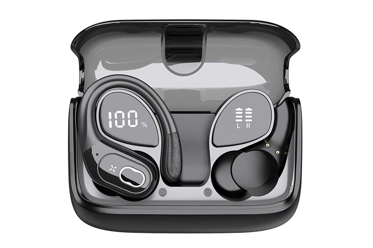 Wireless Bluetooth 5.4 Headphone Over Ear Bud IPX5 Waterproof Earphone for Sport Running - Black V1263-JX-6260-2