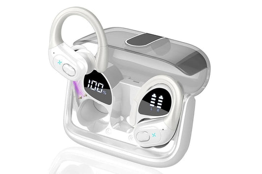 Wireless Bluetooth 5.4 Headphone Over Ear Bud IPX5 Waterproof Earphone for Sport Running - White V1263-JX-6260-3