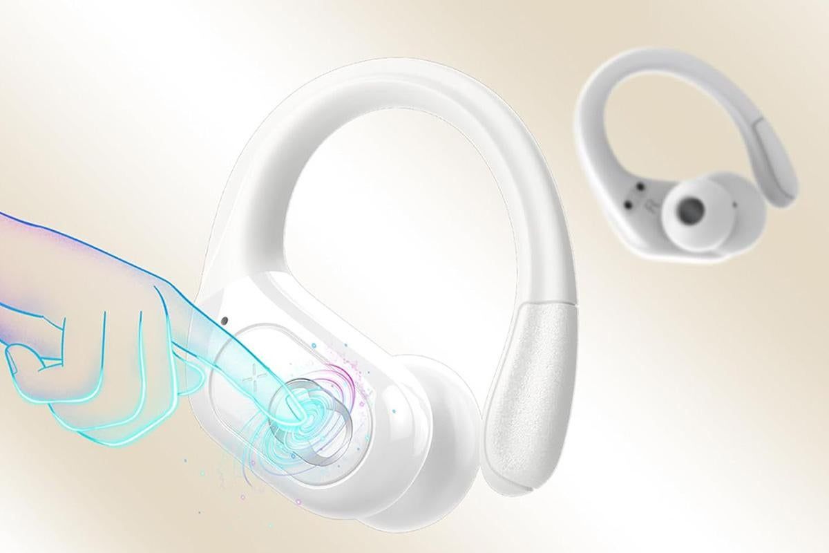 Wireless Bluetooth 5.4 Headphone Over Ear Bud IPX5 Waterproof Earphone for Sport Running - White V1263-JX-6260-3