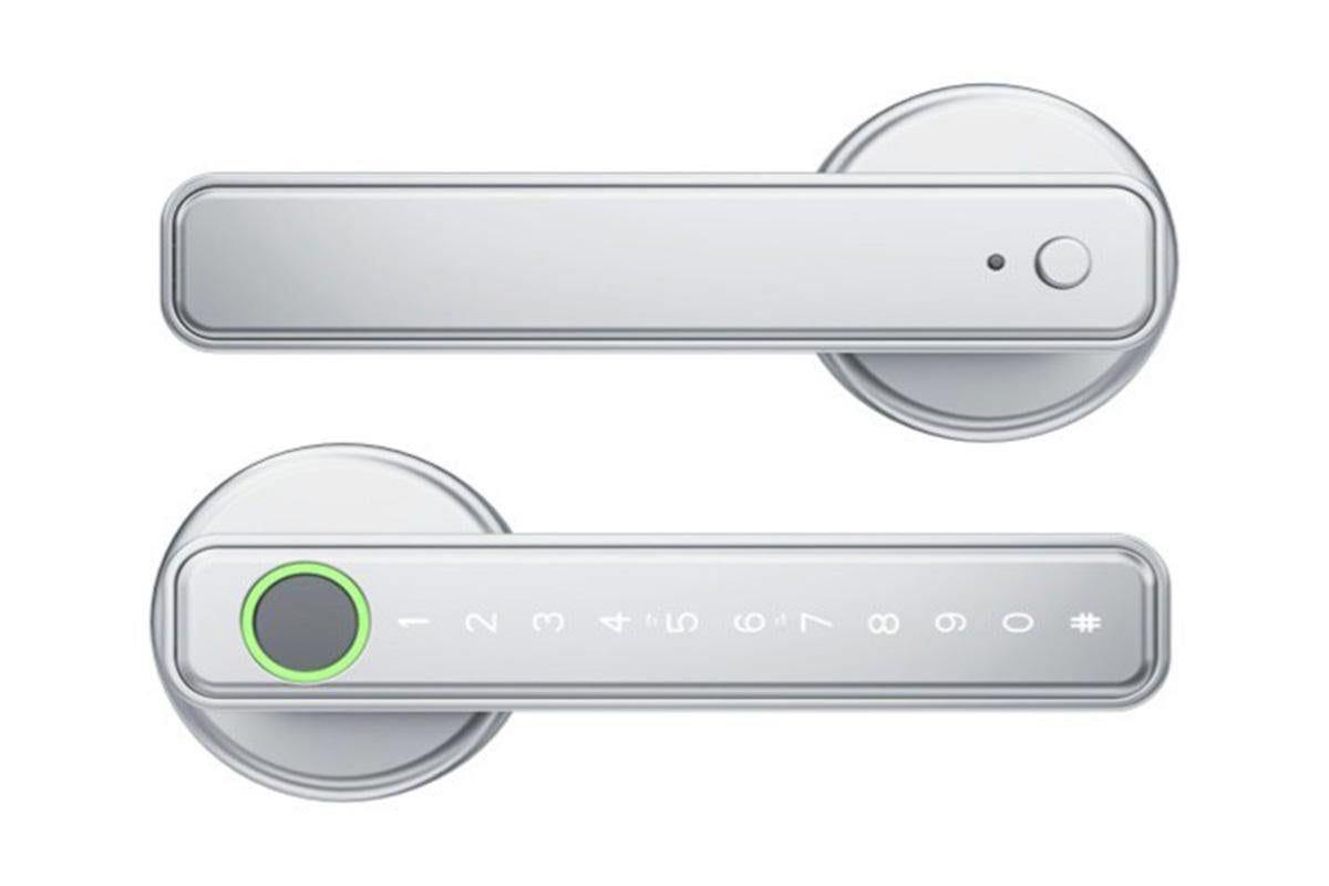 5 in 1 Smart Door Lock Fingerprint Door Knob with IC Cards and Backup Keys - Silver V1263-JX-6264-1