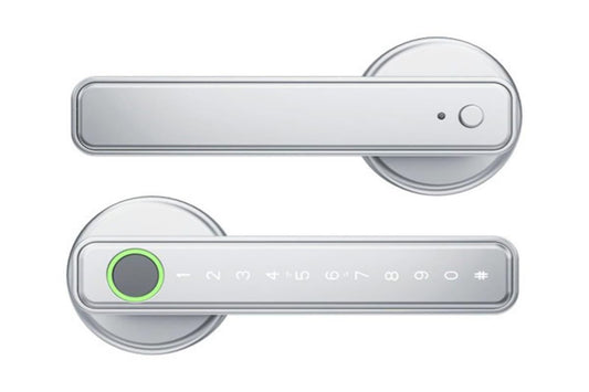 5 in 1 Smart Door Lock Fingerprint Door Knob with IC Cards and Backup Keys - Silver V1263-JX-6264-1