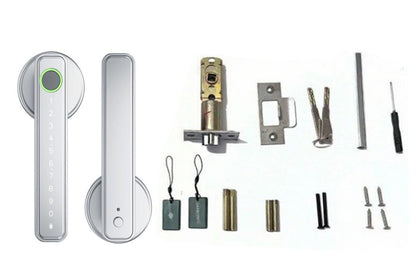 5 in 1 Smart Door Lock Fingerprint Door Knob with IC Cards and Backup Keys - Silver V1263-JX-6264-1