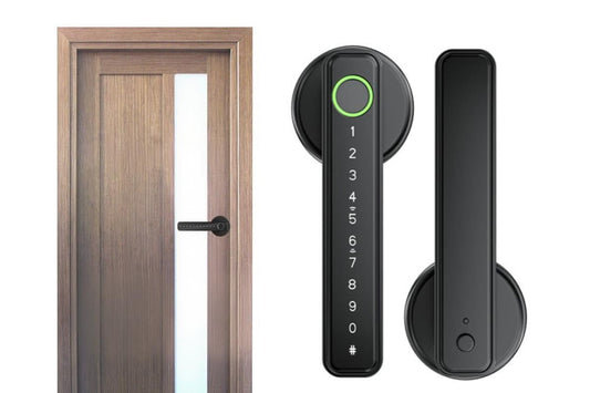 5 in 1 Smart Door Lock Fingerprint Door Knob with IC Cards and Backup Keys - Black V1263-JX-6264-2