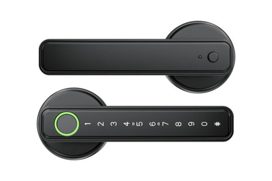 5 in 1 Smart Door Lock Fingerprint Door Knob with IC Cards and Backup Keys - Black V1263-JX-6264-2