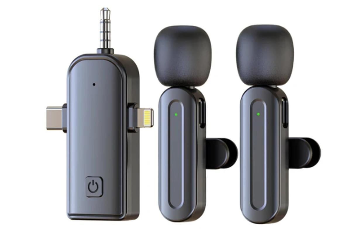 2.4G Wireless Lavalier Microphones for iPhone Android USB-C Lightning Plug Play V1263-JX-6268