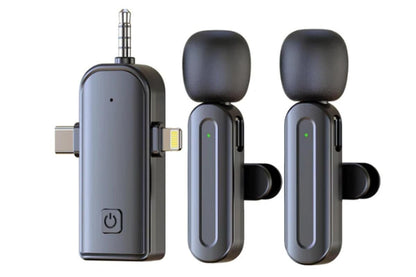 2.4G Wireless Lavalier Microphones for iPhone Android USB-C Lightning Plug Play V1263-JX-6268
