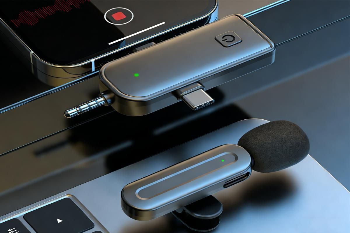 2.4G Wireless Lavalier Microphones for iPhone Android USB-C Lightning Plug Play V1263-JX-6268