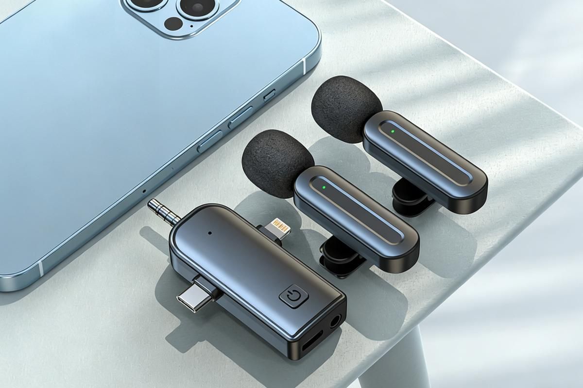 2.4G Wireless Lavalier Microphones for iPhone Android USB-C Lightning Plug Play V1263-JX-6268