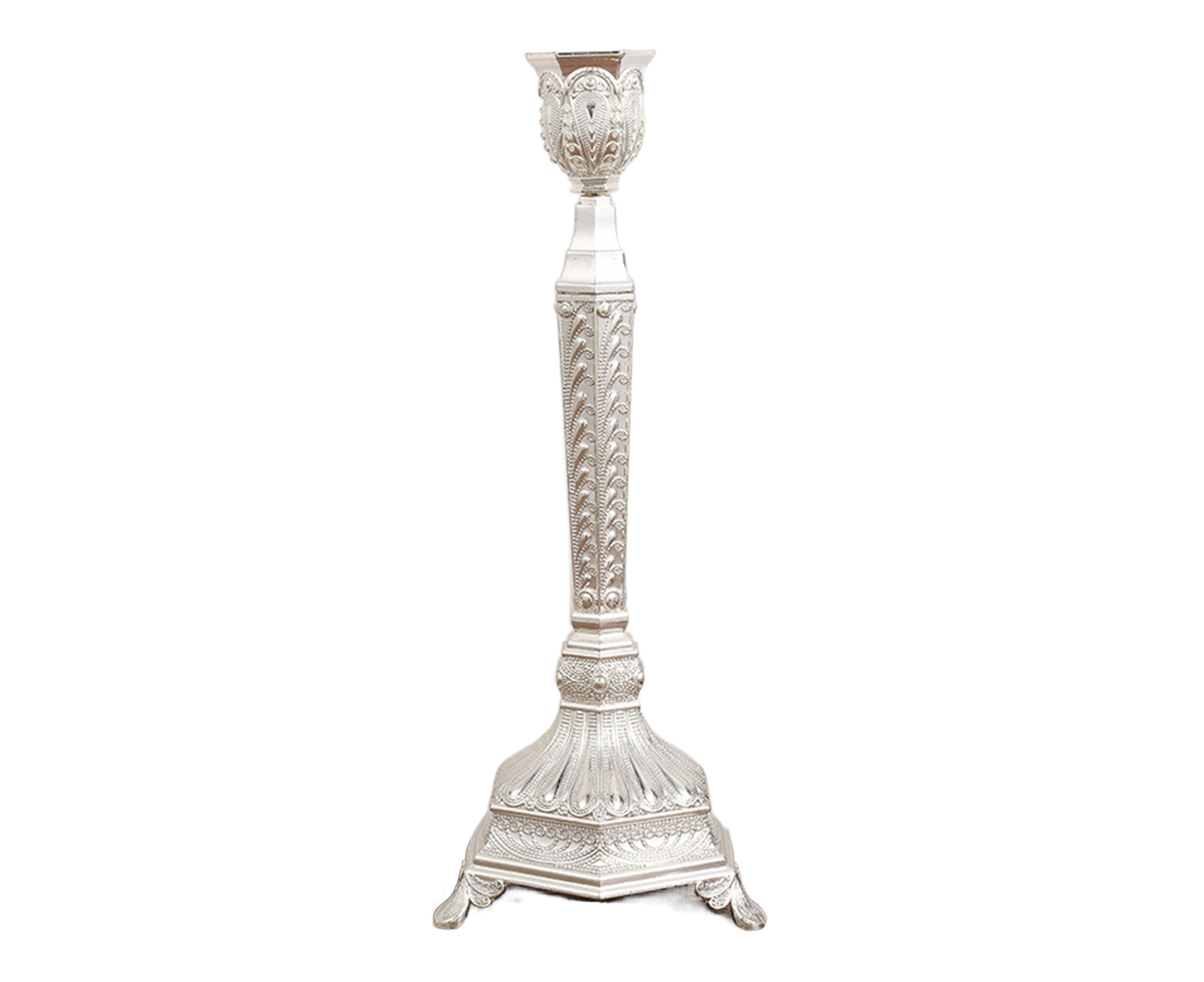 Glossy Candlestick Holder-Silver Short V1263-JX-627
