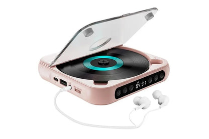 Portable CD Player Bluetooth 5.3 with HiFi Speakers Rechargeable Walkman Supports CD USB MP3 for Home - Pink V1263-JX-6271-1