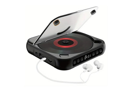 Portable CD Player Bluetooth 5.3 with HiFi Speakers Rechargeable Walkman Supports CD USB MP3 for Home - Black V1263-JX-6271-2