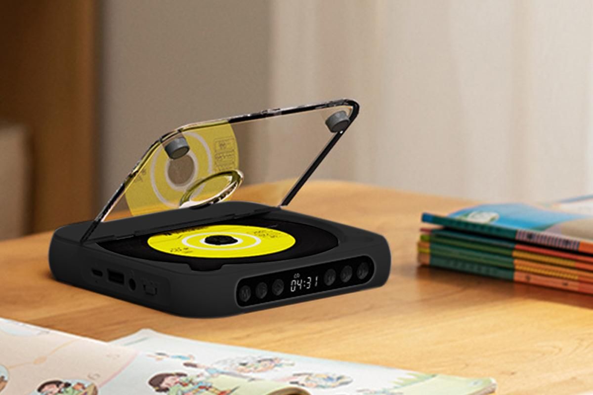 Portable CD Player Bluetooth 5.3 with HiFi Speakers Rechargeable Walkman Supports CD USB MP3 for Home - Black V1263-JX-6271-2