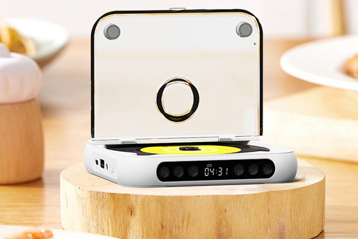 Portable CD Player Bluetooth 5.3 with HiFi Speakers Rechargeable Walkman Supports CD USB MP3 for Home - White V1263-JX-6271-3