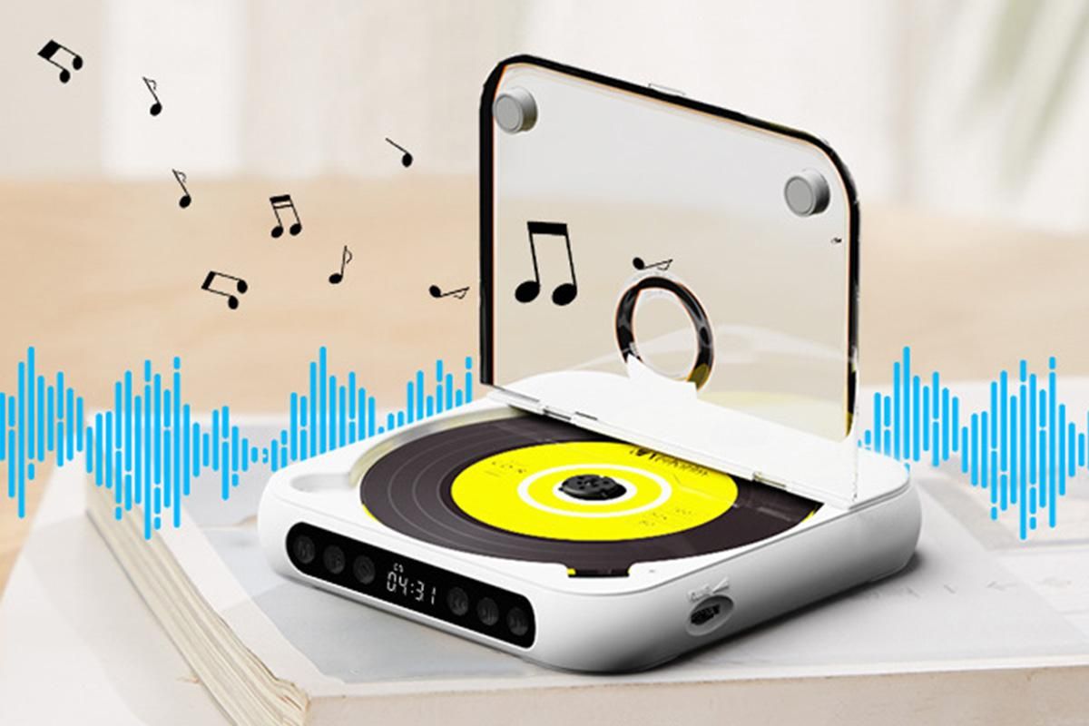 Portable CD Player Bluetooth 5.3 with HiFi Speakers Rechargeable Walkman Supports CD USB MP3 for Home - White V1263-JX-6271-3