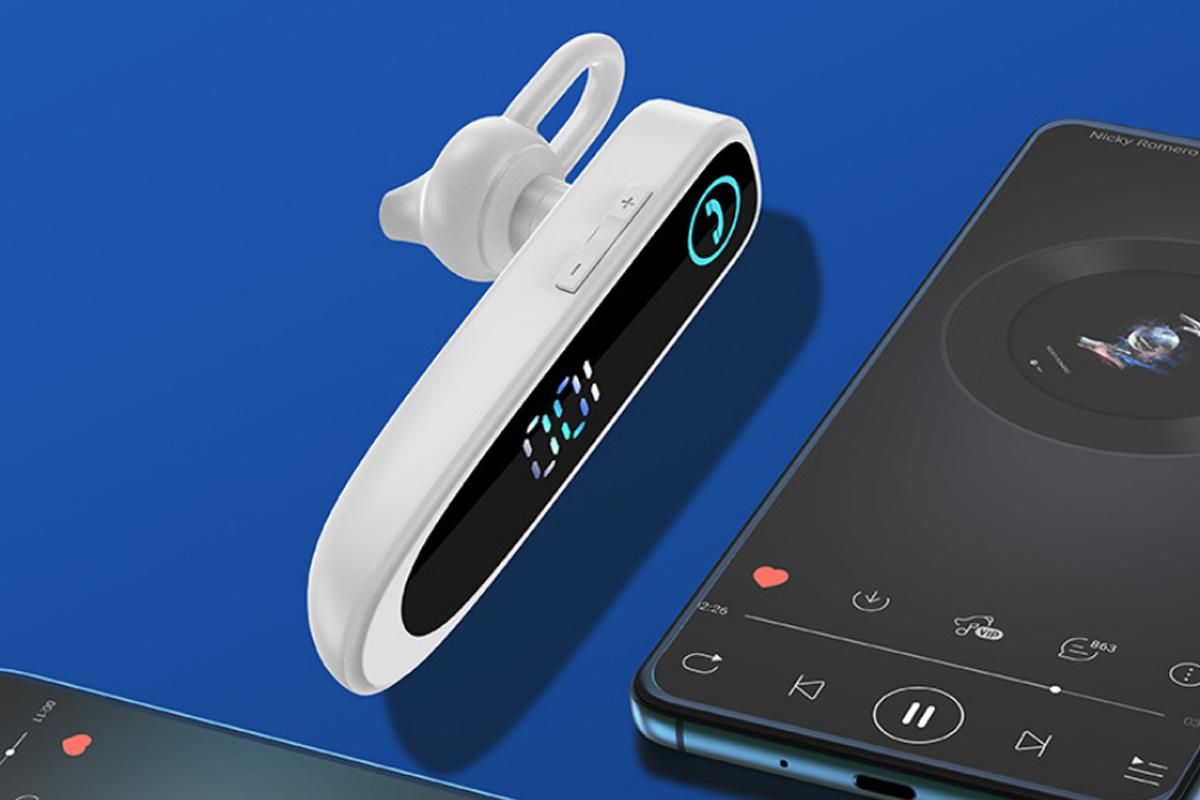 Bluetooth Earphone Single Ear Business Earbuds Ear Hook Super Long Standby IPX7 Waterproof Single Business V1263-JX-6280