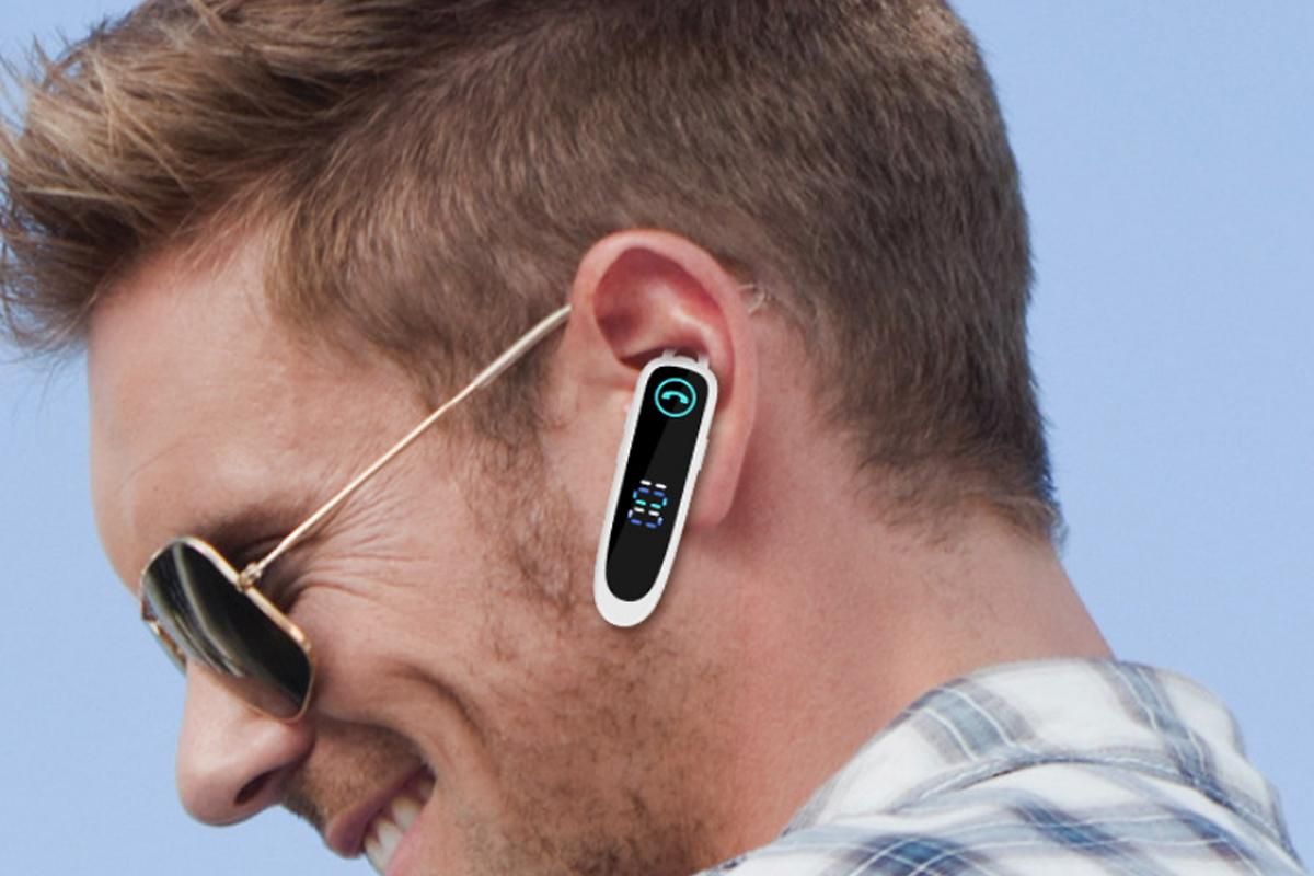 Bluetooth Earphone Single Ear Business Earbuds Ear Hook Super Long Standby IPX7 Waterproof Single Business V1263-JX-6280