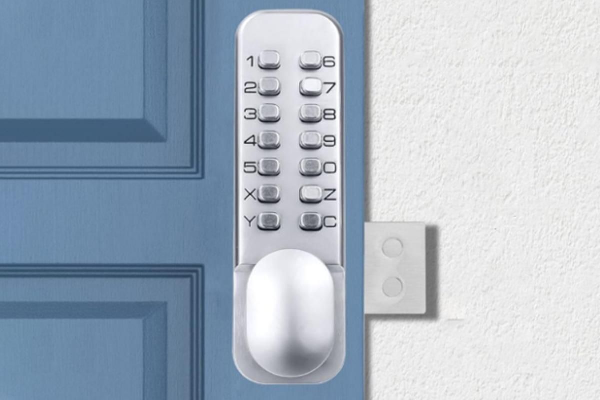 Gate Door Locks Set with Keypad Mechanical Keyless Entry Door Lock for Garden Garage Yard -Silver V1263-JX-6287-2