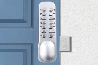 Gate Door Locks Set with Keypad Mechanical Keyless Entry Door Lock for Garden Garage Yard -Silver V1263-JX-6287-2