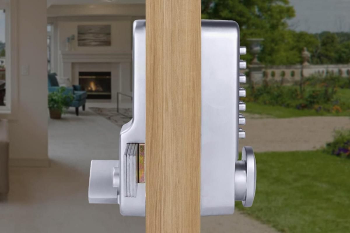 Gate Door Locks Set with Keypad Mechanical Keyless Entry Door Lock for Garden Garage Yard -Silver V1263-JX-6287-2