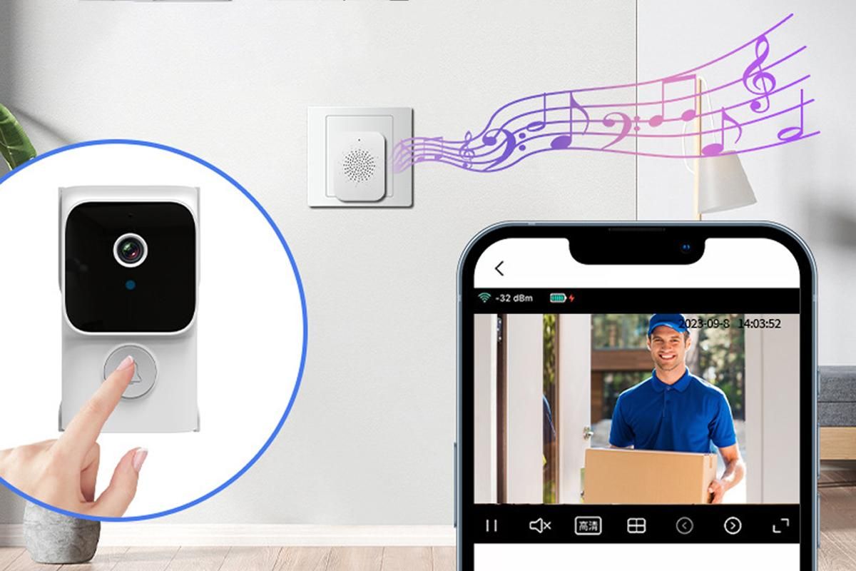 Wireless Smart Video Doorbell with Chime Intelligent Visual Doorbell View Security Doorbell Smart Doorbell V1263-JX-6293