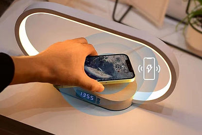Bedside Lamp with Clock 10W Fast Wireless Charger USB Port Nightstand Touch Lamp V1263-JX-6299