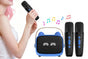 Mini Karaoke Machine Toys Gifts Portable MP3 Player with 2 Wireless Microphone - Blue V1263-JX-6300-1