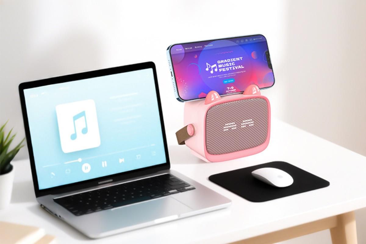 Mini Karaoke Machine Toys Gifts Portable MP3 Player with 2 Wireless Microphone - Pink V1263-JX-6300-3