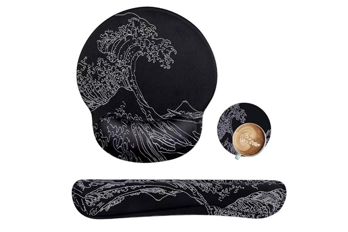 Keyboard and Mouse Wrist Rest Pad Set With Coaster Memory Foam Ergonomic Wrist Support V1263-JX-6307
