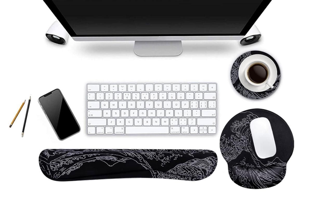 Keyboard and Mouse Wrist Rest Pad Set With Coaster Memory Foam Ergonomic Wrist Support V1263-JX-6307