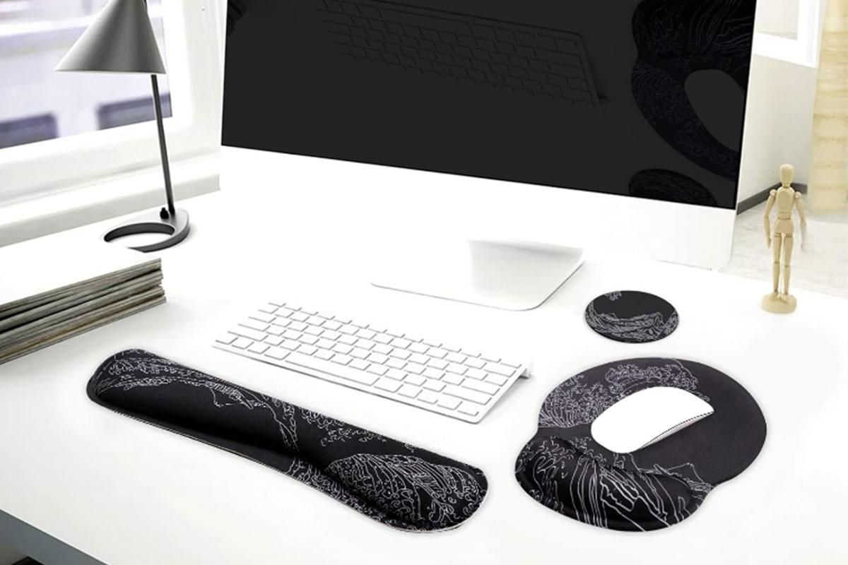 Keyboard and Mouse Wrist Rest Pad Set With Coaster Memory Foam Ergonomic Wrist Support V1263-JX-6307