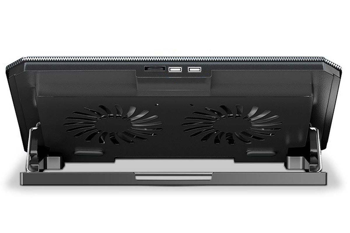 Laptop Cooling Pad Adjustable Height Cooling Stand with Adjustable Height 2 USB Ports Dual Turbine Fans - V1263-JX-6310