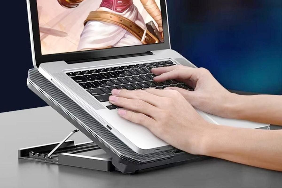 Laptop Cooling Pad Adjustable Height Cooling Stand with Adjustable Height 2 USB Ports Dual Turbine Fans - V1263-JX-6310