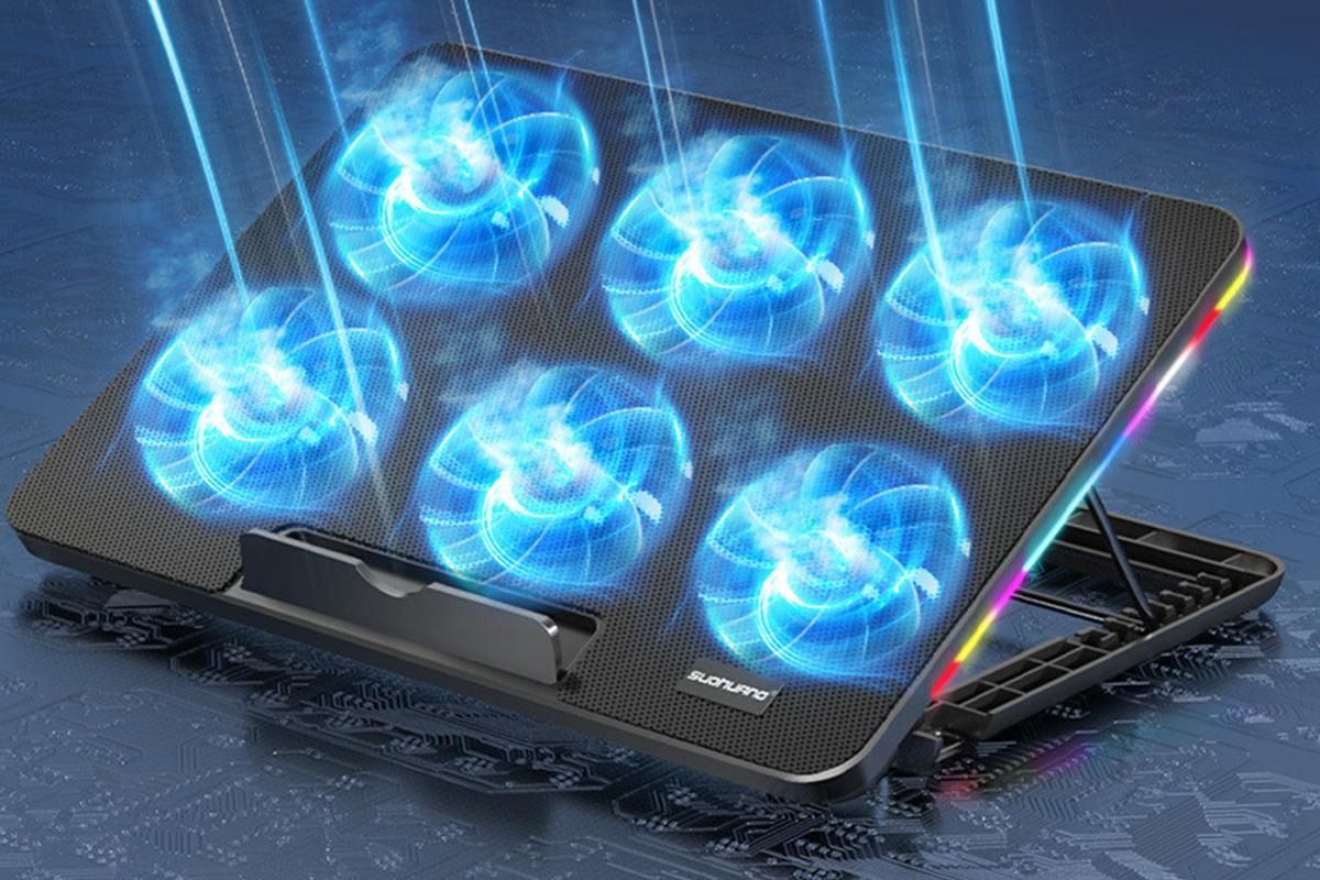 Portable Gaming Laptop Cooling Pad 6 Powerful Fan Table Stand Cooler with Phone Holder V1263-JX-6313