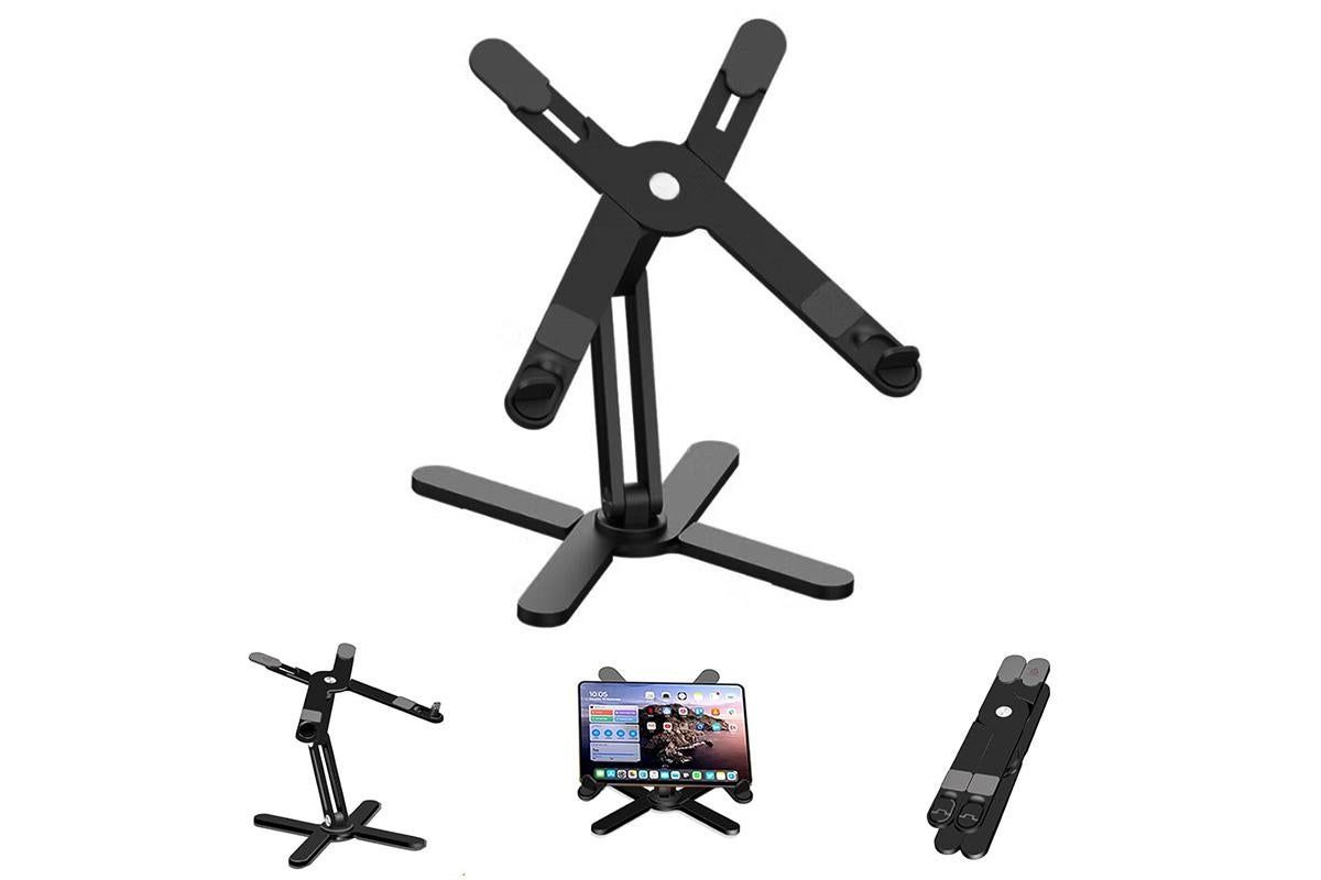 360 Degree Rotating Aluminum Laptop Stand Adjustable Desktop Holder for Notebook - Black V1263-JX-6315