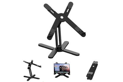 360 Degree Rotating Aluminum Laptop Stand Adjustable Desktop Holder for Notebook - Black V1263-JX-6315