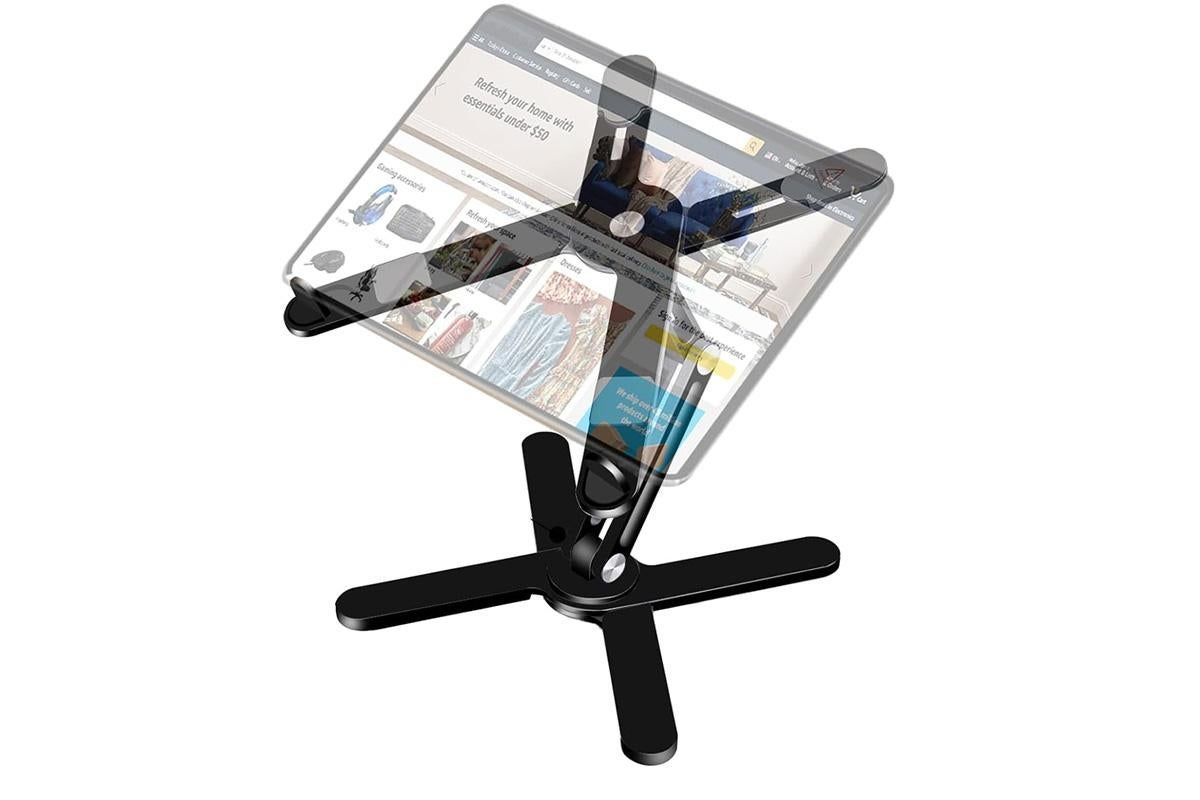 360 Degree Rotating Aluminum Laptop Stand Adjustable Desktop Holder for Notebook - Black V1263-JX-6315