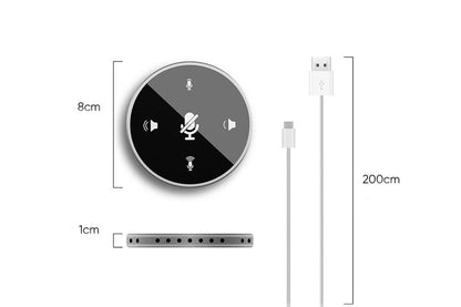 USB Conference Microphone Speech Mic 360 degrees Voice Pickup - Black V1263-JX-6317