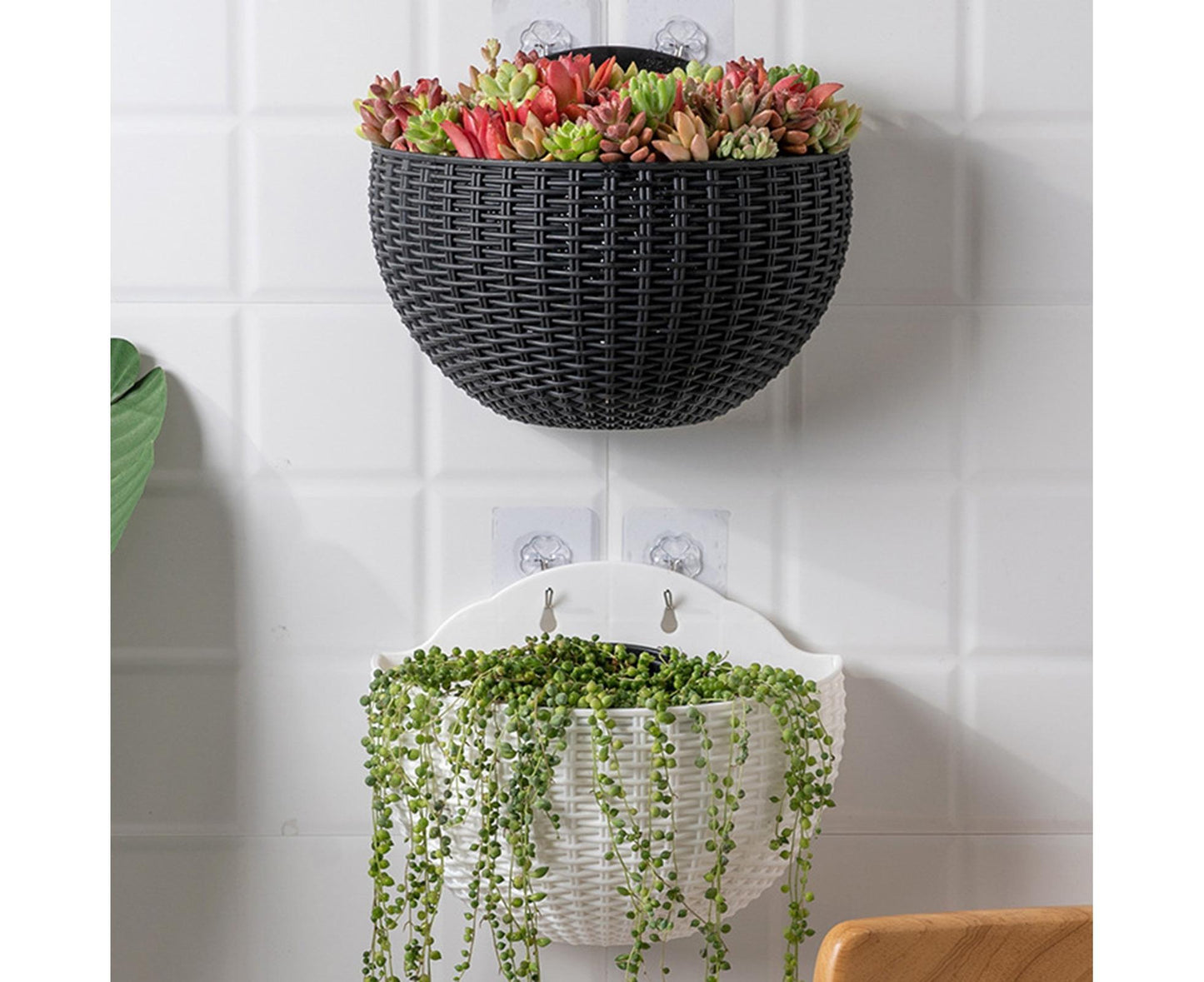 Flower Pot Exquisite Wall-mounted Plastic Wall Hanging Basket Flowerpot for Garden-Black V1263-JX-632