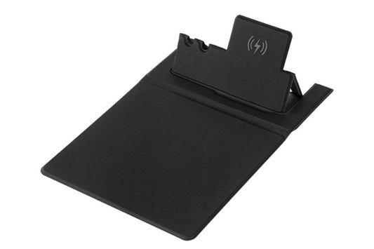 15W Fast Charging Wireless Mouse Pad with Foldable Design, Multi-Function PU Leather Desk Mat for Office & V1263-JX-6324