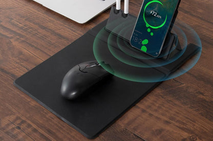 15W Fast Charging Wireless Mouse Pad with Foldable Design, Multi-Function PU Leather Desk Mat for Office & V1263-JX-6324